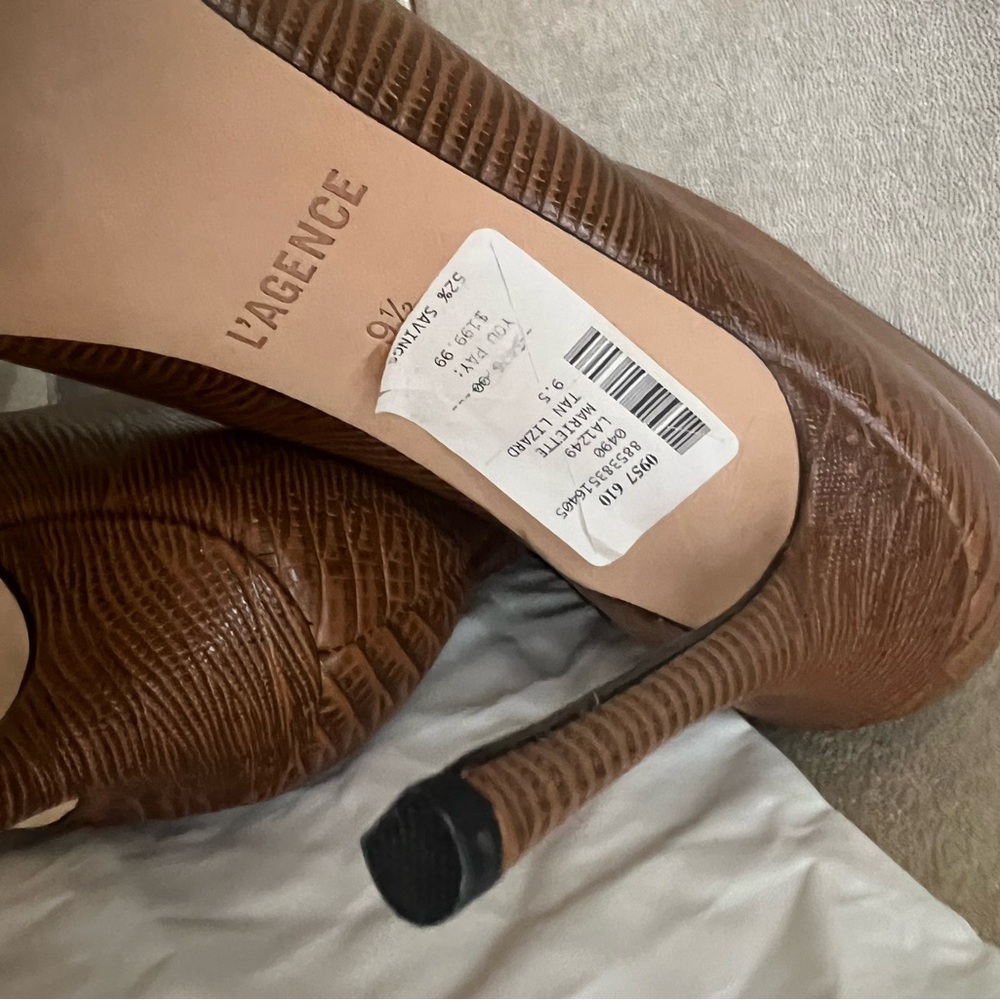 L'AGENCE Brown Croc-Embossed Heeled Boots - Picture 7 of 10